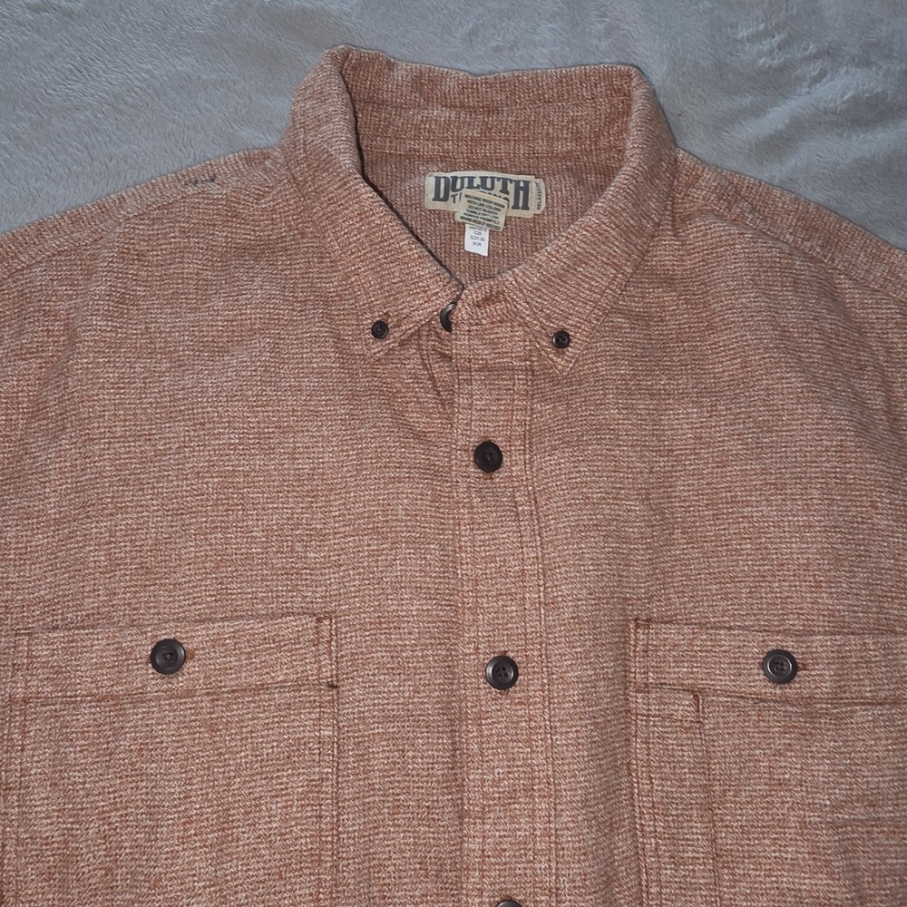 Duluth Trading Mens 2XL Tall Orange‎ Button Down Shirt